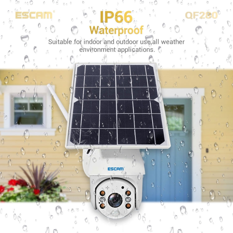 ESCAM QF280 HD 1080P IP66 Waterproof WiFi Solar Panel PT IP Camera without Battery, Support Night Vision / Motion Detection / TF Card / Two Way Audio, without Battery ESCAM QF280 HD 1080P IP66 Waterproof WiFi Solar Panel PT IP Camera without Battery, Support Night Vision / Motion Detection / TF Card / Two Way Audio, without Battery